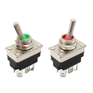 FILN 20A 250VAC Toggle Switch 5 pins illuminated ON OFF ON Waterproof marine toggle switch Red Green two-color