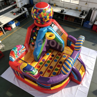 Château gonflable commercial en PVC imperméable de 0,55 mm sur le thème du carnaval, avec toboggan, pour location de fêtes d'enfants