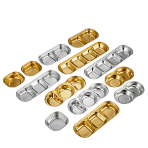 304 acier inoxydable coréen barbecue plat de trempage épaissi grilles dorées pour pot chaud saveur fête poli plat à Sauce jetable - Product Image 6