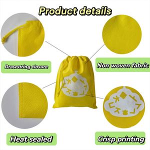 Sac de rangement en tissu non tissé personnalisé, réutilisable, écologique, imprimé en sérigraphie, pour chaussures, à prix abordable - Product Image 3