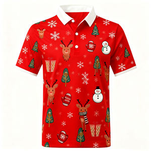 Fabricant de vêtements de Noël Chemises imprimées de vacances Chemises tricotées de <span class=keywords><strong>golf</strong></span> à manches courtes pour hommes - Product Image 5