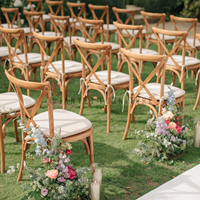 Chaise à dossier croisé avec coussin en rotin, bois naturel, empilable, pour événements et mariages
