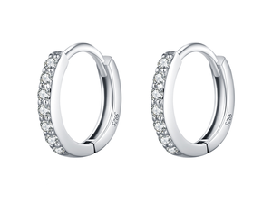 S925 Sterling Silver Trendy Shinning Geometric Moissanite Hoop <b>Earrings</b> for Women Girls Daily OL <b>Fine</b> Jewelry - Product Image 1