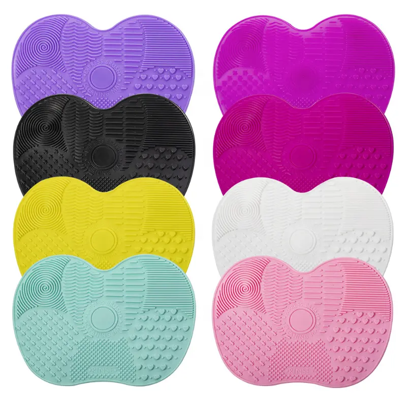 Silicone Foundation Makeup Brush Scrubber Board Makeup Brush Cleaner Pad Apple Shape Washing Cleaning Mat Cleaner Tool
