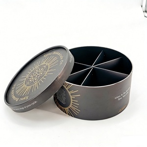 Black <b>Large</b> Round Tube Luxurious Packaging Degradable Materials Eco-friendly Sleeve Tube with Cardboard Dividers Inside - Product Image 3