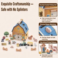 Jouet de ferme en bois en forme de grange, trieur de formes, animaux, tracteur, figurines de fermiers, jeu éducatif d'imitation pour tout-petits UBM YM-145 CE CPC
