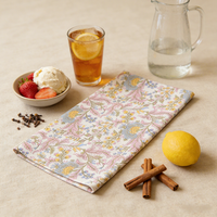 Ensemble de nappes en polyester à imprimé floral indien de haute qualité, serviettes en coton lin, couleur rose, nouveau cadeau pour la maison ou utilisation hôtelière