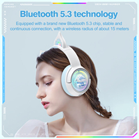 Casque de jeu Onikuma B5 avec oreilles de chat, sans fil 2.4G, filaire, trois modes, éclairage RGB, faible latence, avec micro pour PC, ordinateur portable, cadeau pour les joueurs