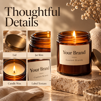 Bougie parfumée en verre ambré avec étiquette kraft, marque personnalisée, parfum d'ambiance pour la maison, vente en gros, OEM, ODM, fournisseur de marques privées