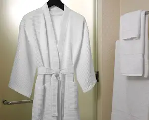 Accappatoio a nido d'ape di alta qualità kimono accappatoi con logo personalizzato cotton spa hotel luxury robes women waffle accappatoio
