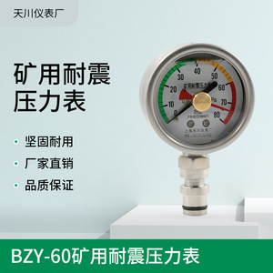Manómetro de Presión Resistente a Impactos para Minería BZY-60, 0-80MPa DN10, Acero Inoxidable, Analógico, Doble Aguja - Product Image 5