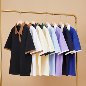 Polo bleu à manches courtes, couleur unie, respirant, en coton Oxford, vêtements décontractés pour hommes - Product Image 3