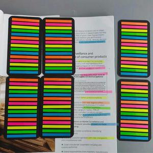 6 paquets de marque-pages autocollants fluorescents multicolores en forme de bande longue, marque-pages de page à fond noir pour bureau, école, livres - Product Image 3