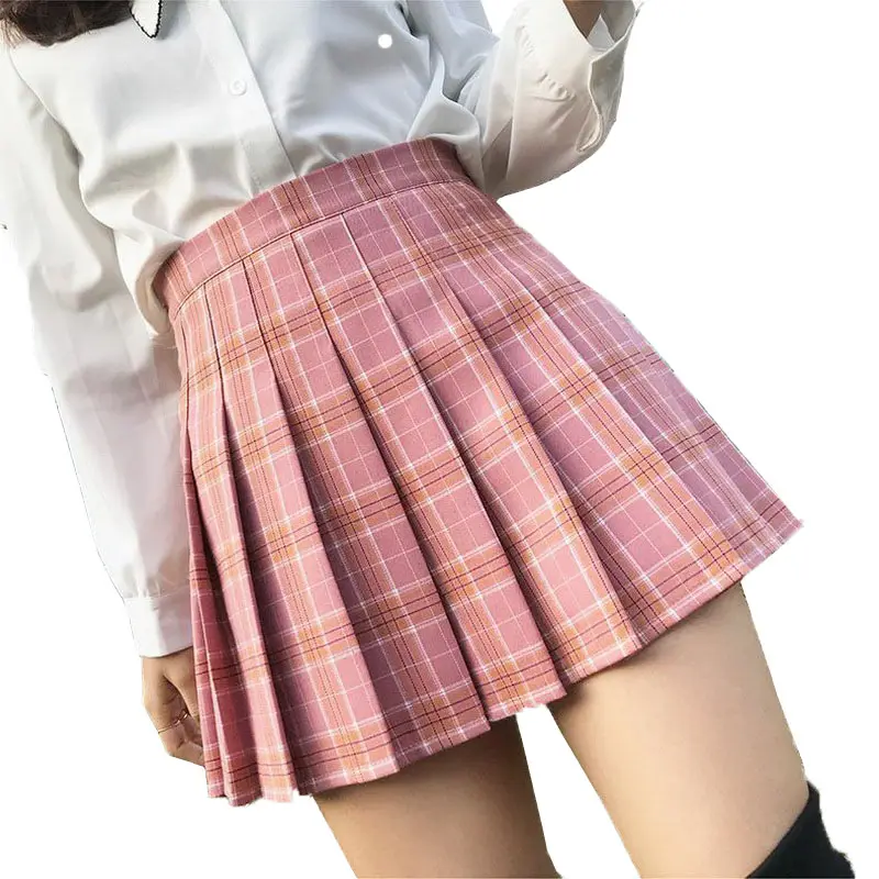 XS-3XL Plaid Summer Women Skirt High Waist Stitching Student Pleated Skirts Women Cute Sweet Girls Dance Mini Skirt