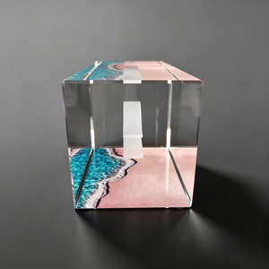 Neelpure 188495 Bloque <span class=keywords><strong>de</strong></span> <span class=keywords><strong>Cristal</strong></span> Cuadrado con Grabado <span class=keywords><strong>de</strong></span> Ondas y Diseño <span class=keywords><strong>de</strong></span> <span class=keywords><strong>Playa</strong></span> para DIY - Product Image 4