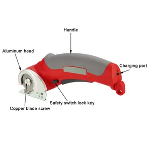 آلة قطع القماش اللاسلكي لشحن الليثيوم سكين خياط جلدية محمولة القص ، أداة يدوية