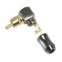 Connecteur audio stéréo Hi-Fi RCA coudé court plaqué or 24 carats en alliage de zinc nickelé pour câble de haut-parleur à souder soi-même