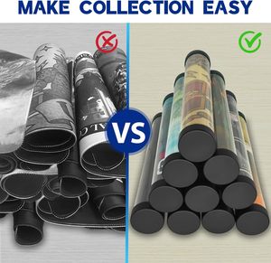 Tube de rangement portable pré-assemblé en plastique pour tapis de jeu, avec double capuchon, support rond pour tapis de jeu TCG - Product Image 5