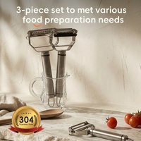 PURE COOK Groenteschiller 304 roestvrij staal 3-delige set Dual Head fruitschiller voor keukengereedschap Multifunctioneel