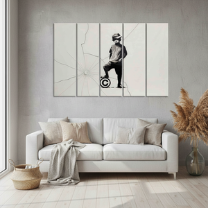 ภาพพิมพ์บนผ้าใบ Banksy Boy: งานศิลปะติดผนังกระจกนิรภัย ชุดผ้าใบ 5 ชิ้น - Product Image 3