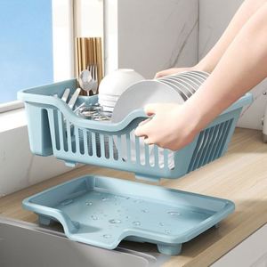 Kitchen Dish Drying With Drainboard <b>Plastic</b> <b>Bowl</b> <b>Plate</b> Organizer Countertop Utensil Holder Cutlery Storage Rack Drain Shelf - Product Image 1