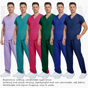 Women's Hospital Scrub Set V-Neck Short Sleeve Split Uniform Moisture Wicking Woven Fabric S XXL - Product Image 2