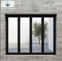Fenêtre pliante moderne à cadre fin en aluminium pour balcon, résistante aux ouragans, insonorisée, avec grande vue