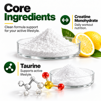 Gummies de créatine monohydrate à marque privée, taurine, citron, supplément nutritionnel sportif, fabricant OEM ODM, vente en gros en vrac