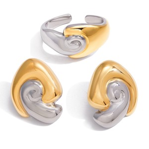 <b>Stud</b> <b>Earrings</b> <b>Set</b> Gold <b>Silver</b> Tone Spiral Design Women's Everyday Wear Fine Jewelry - Product Image 5