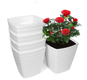 Yicai carré 6 pouces Pots de plantes en plastique jardinières en plastique intérieur avec bouchons de trou de Drainage pour Pots de jardin de roses - Product Image 1