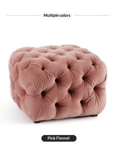 Tabouret bas en velours doux et lisse, repose-pieds <span class=keywords><strong>rose</strong></span>, bleu, beige, pour salon, chambre, siège de coiffeuse, mobile - Product Image 3