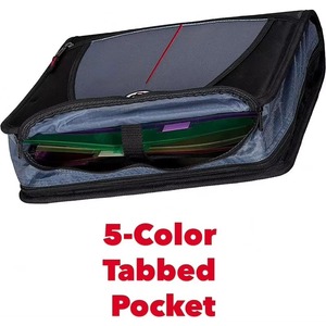 Carpeta con cremallera Case-it Mighty Zip Tab, con anillas en O de 3 pulgadas, pestañas de 5 colores, correa para el hombro y asa, accesorios para carpetas expandibles. - Product Image 2