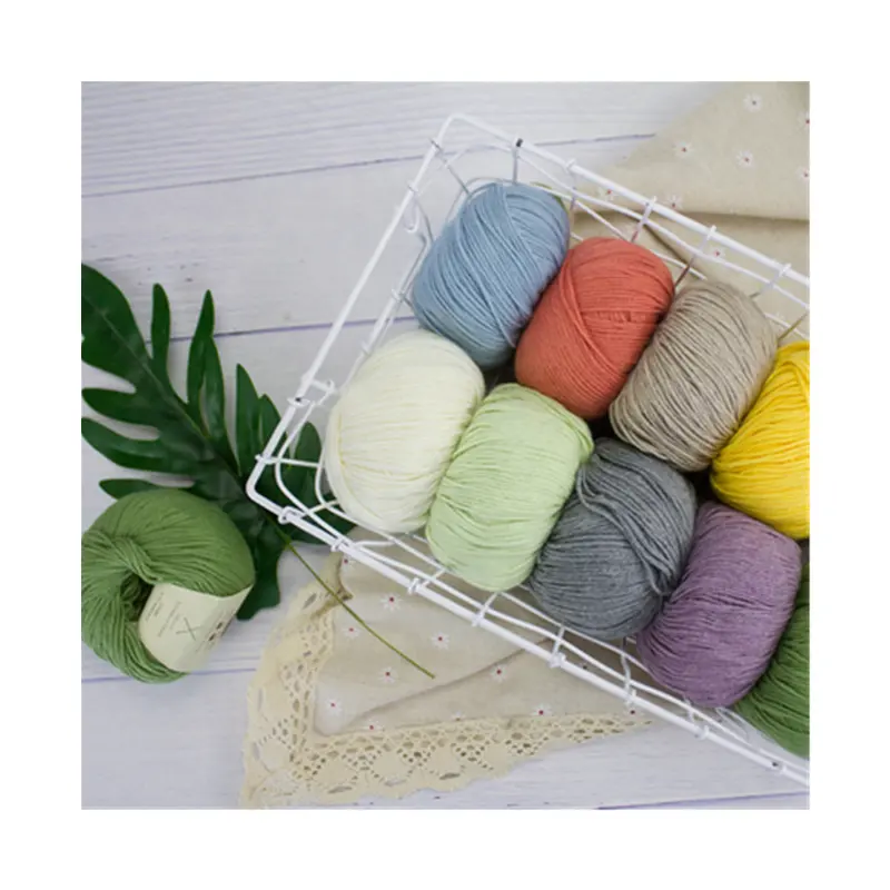 Fils Lotus de haute qualité, 10% cachemire, 90% coton, fibre naturelle colorée pour fil à tricoter à la main, prix d'usine