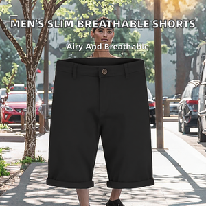 Shorts d'été décontractés pour hommes en toile nylon/coton, respirants, taille mi-haute élastique, coupe droite slim, style européen et américain - Product Image 2