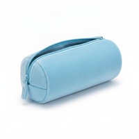 Trousse à crayons en peluche ronde, tube de 20 cm x 7 cm de diamètre, fermeture éclair longitudinale, étui à crayons personnalisé avec logo cousu, mignon, vente en gros