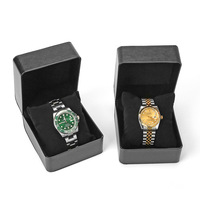 Boîte de rangement multifonctionnelle en cuir PU noir, durable et protectrice, pour montre à position unique, disponible en stock direct usine.