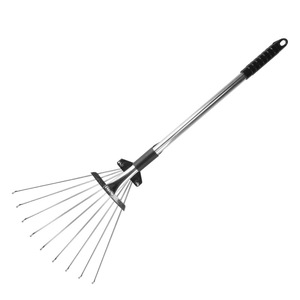Râteau à feuilles en acier inoxydable, largeur réglable, poignée antidérapante, outil de jardinage pour le nettoyage de la pelouse - Product Image 5