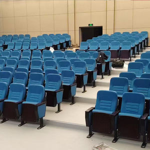 <span class=keywords><strong>Chaises</strong></span> d'auditorium pliables en tissu bleu moderne avec tableaux <span class=keywords><strong>de</strong></span> <span class=keywords><strong>table</strong></span> adaptés aux hôtels, écoles, salles <span class=keywords><strong>de</strong></span> conférence, cinémas et églises - Product Image 1