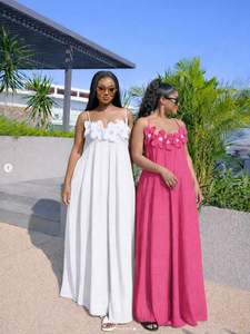 Factory Custom 2026 New Women French Heavy Craft 3D Flower <b>Slip</b> Dress Loose Fit Backless <b>Long</b> Maxi Dress Summer Holiday Casual - Product Image 2
