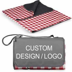 Custom Logo Picnic <b>Foldable</b> Into Tote With Zipper Pocket, Waterproof Outdoor Camping <b>Beach</b> Blanket Corporate Gift Oem - Product Image 1