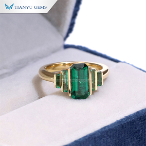 <span class=keywords><strong>Bague</strong></span> de Fiançailles Rectangle Émeraude Synthétique Tianyu 5x10mm en Or Jaune pour <span class=keywords><strong>Femme</strong></span>, 10K 14K 18K Véritable Au585 Au750, <span class=keywords><strong>Bague</strong></span> de Mariage - Product Image 5