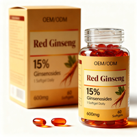 Capsules de ginseng rouge Panax OEM personnalisées, complément nutritionnel naturellement obtenu, approvisionnement en vrac, fabricant de marque personnalisée