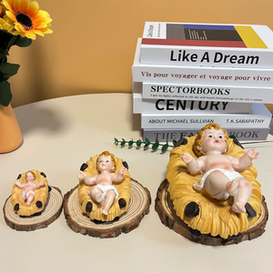 Santo Niño Jesús nacimiento <span class=keywords><strong>resina</strong></span> artesanía escultura caballo canal hierba cama Navidad hogar Decoración arte <span class=keywords><strong>resina</strong></span> escultura para interior - Product Image 1