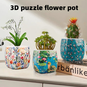 Jouet éducatif en plastique à faire soi-même, pot à fleurs hydroponique, décoration de bureau à domicile, ornement, <span class=keywords><strong>puzzle</strong></span> <span class=keywords><strong>3D</strong></span>, vase, puzzles personnalisés - Product Image 5
