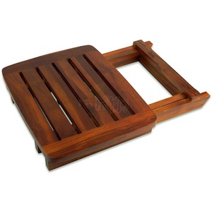 Tabouret de salle de bain pliable en bois Mingjiang, marron, pour hôtel et usage domestique, antidérapant, pour la douche et le changement de chaussures - Product Image 3