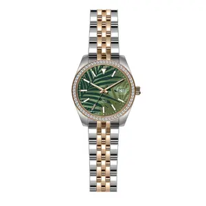 Reloj de joyería de acero inoxidable con logotipo personalizado para mujer, relojes de piedra Moissanite, pulsera de acero con movimiento de cuarzo usado
