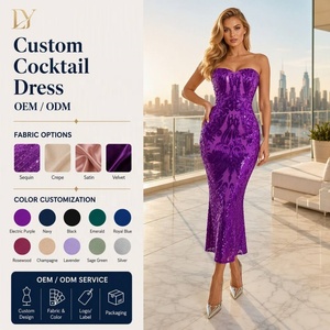 Proveedor de Vestidos de Noche de Cóctel Personalizados al por Mayor, con <span class=keywords><strong>Lentejuelas</strong></span>, sin Tirantes, con Escote Corazón y Patrón en Espiral, Largo Midi - Product Image 1