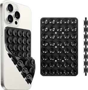 Support de téléphone à ventouse en aluminium enveloppé de silicone, adhésif pour mur et miroir de salle de bain, multi-usages pour diffusion en direct et selfies - Product Image 2
