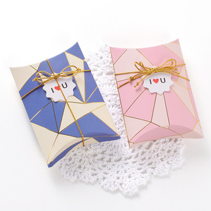 Customized High Quality Small <strong>Personalised</strong> <strong>Pillow</strong> Paper Box New Arrival Fo Simple Elegant Folding Paper Gift Candy Packaging Box - Product Image 4