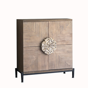 Chu Qi Solid Wood Entryway Cabinet 92x47.5x99.5cm Storage Living Room Furniture <b>Retro</b> <b>Decorative</b> Cabinet - Product Image 5